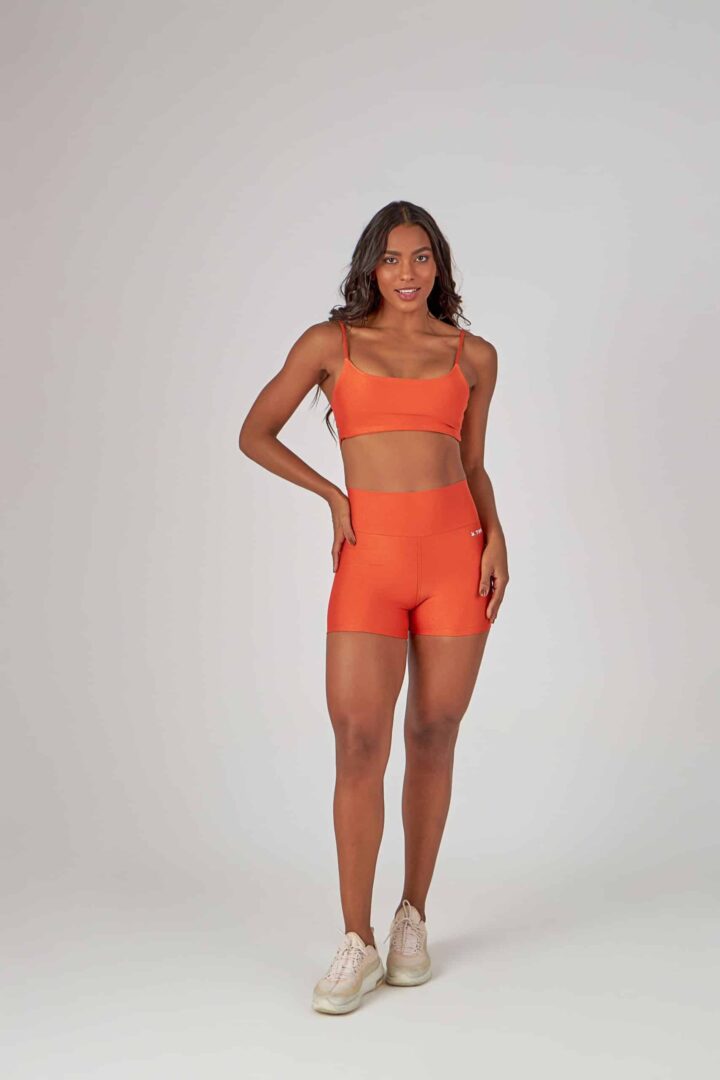 CONJUNTO SHORT CROSS CORAL + TOP LIS CORAL CANELADO