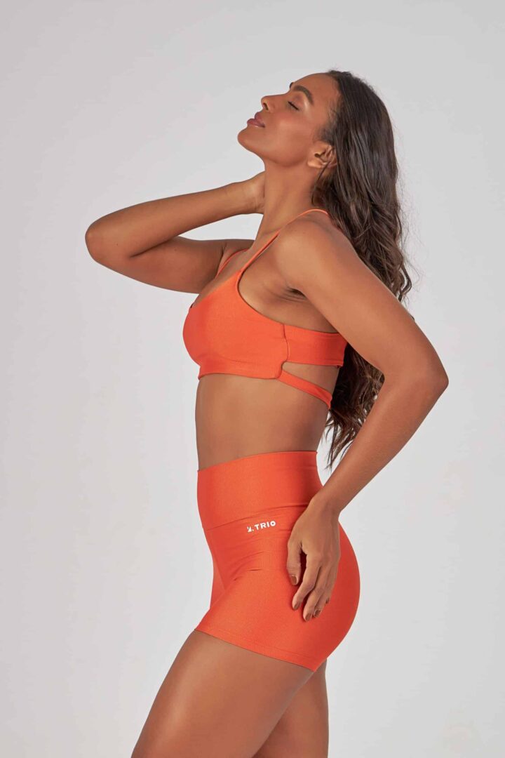 Alternative view of CONJUNTO SHORT CROSS CORAL + TOP LIS CORAL CANELADO