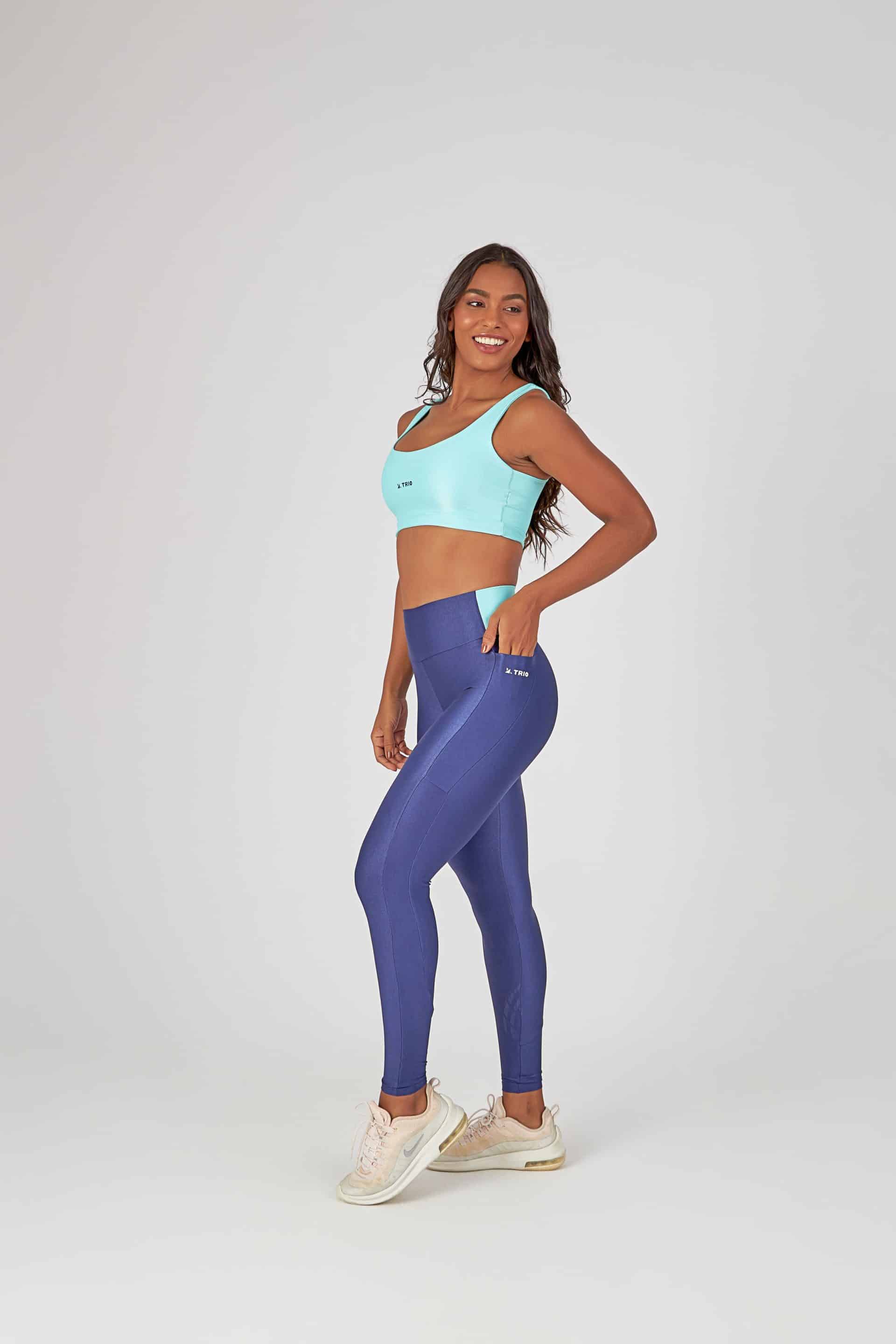LEGGING LIA AZUL MARINHO COM VERDE ÁGUA CANELADO - Image 3