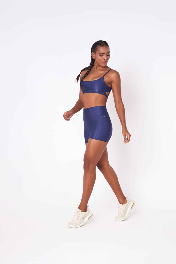 CONJUNTO SHORT NINA AZUL MARINHO + TOP LIS AZUL MARINHO CANELADO
