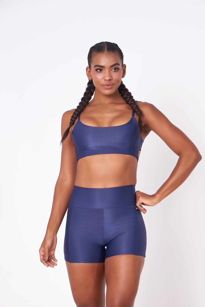 Alternative view of CONJUNTO SHORT NINA AZUL MARINHO + TOP LIS AZUL MARINHO CANELADO