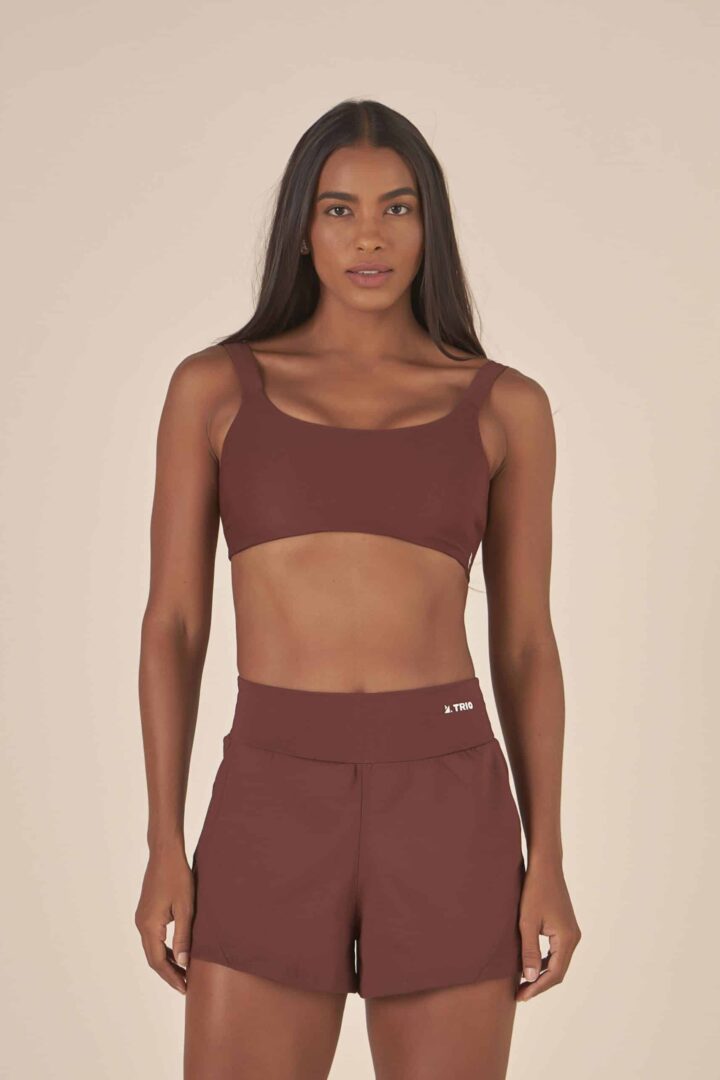 CONJUNTO SHORT NARA MARROM + TOP CLARICE MARROM