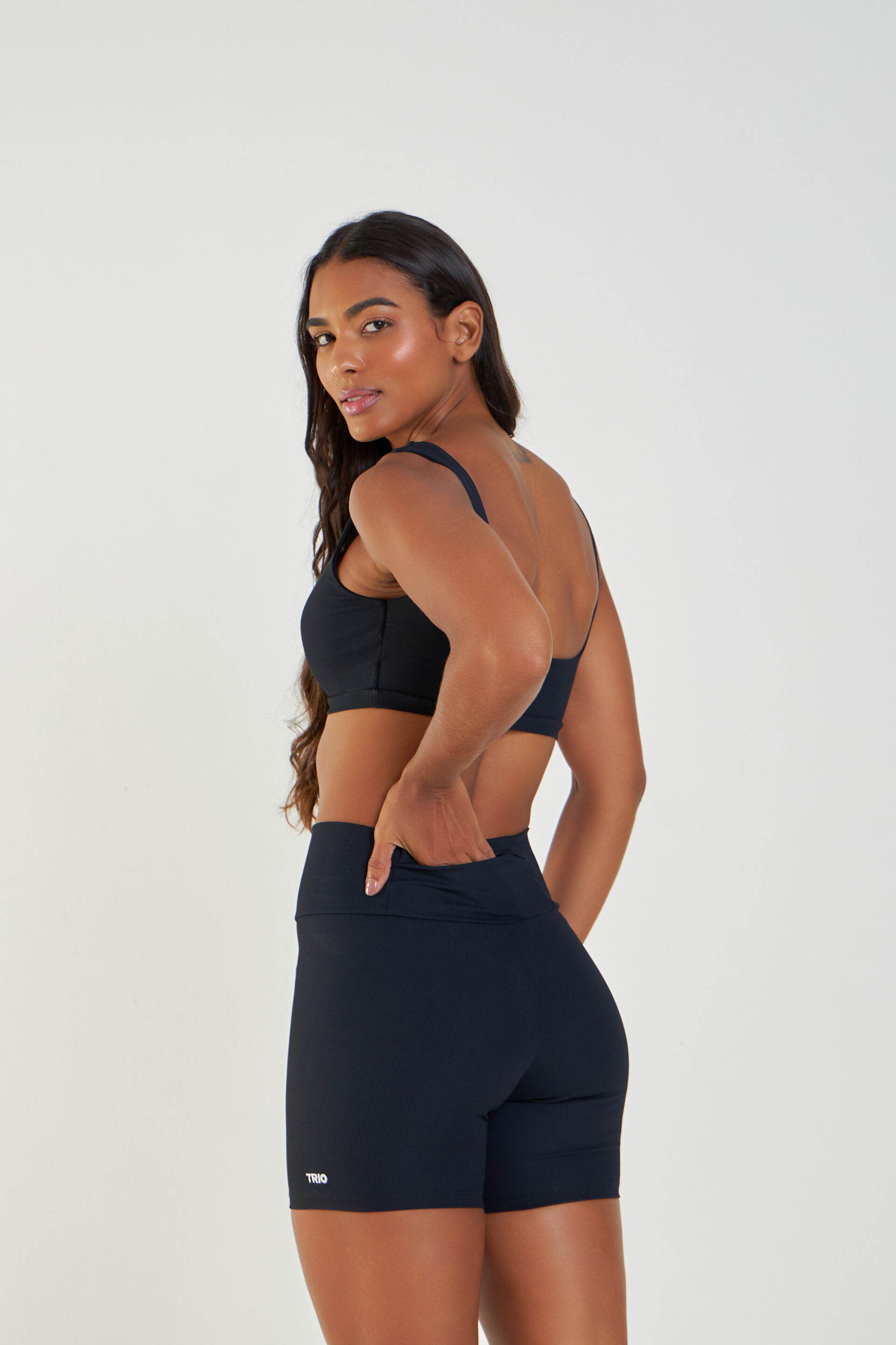 SHORT AVA PRETO CANELADO COMFORT - Image 2