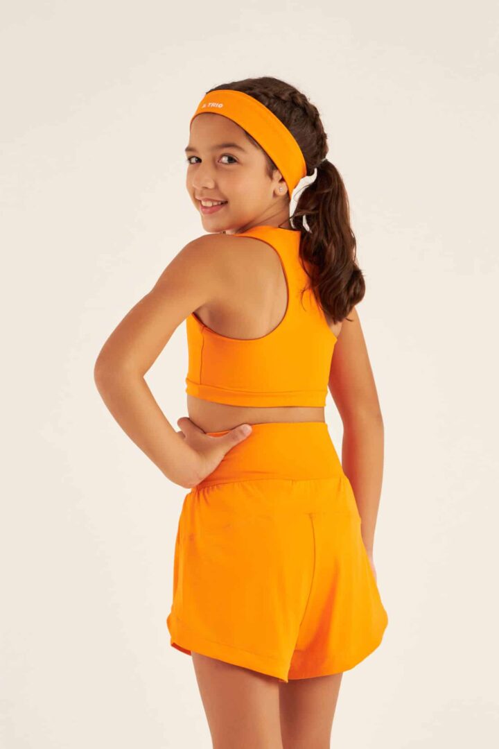 Alternative view of CONJUNTO SHORT + TOP INFANTIL TANGERINA